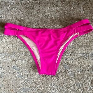 Victoria’s Secret The Itsy Hot Pink Bikini Bottoms Cut Out Sides Mid Rise: Large
